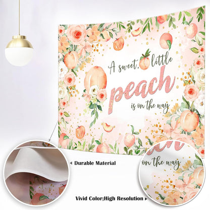 Peach Baby Shower Backdrop A Sweet Little Peach is on The Way Pink for Girls Baby Shower Party Decorations Peaches Floral Photography Background (Pink, 8x6ft(96"x72"))