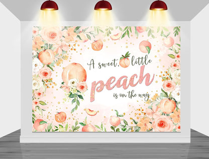 Peach Baby Shower Backdrop A Sweet Little Peach is on The Way Pink for Girls Baby Shower Party Decorations Peaches Floral Photography Background (Pink, 8x6ft(96"x72"))