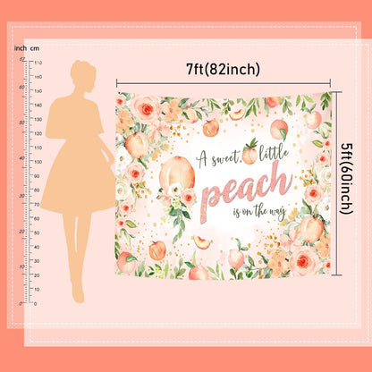 Peach Baby Shower Backdrop A Sweet Little Peach is on The Way Pink for Girls Baby Shower Party Decorations Peaches Floral Photography Background (Pink, 8x6ft(96"x72"))