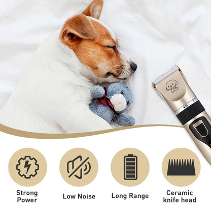 Dog Grooming Clippers, Cordless Electric Pet Shaver Hair Trimmer with 4 Guard Combs, USB Rechargeable Low Noise Cat Dog Clippers for Dogs Cats Pets Grooming Tool