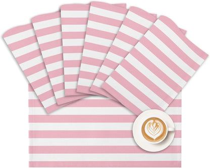 Placemat Pink and White Stripes Place Mats for Dining Table Striped Simple Style Washable Table Mats for Kitchen Tabletop Dining Decorations Set of 6