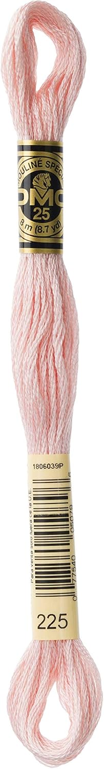 117-225 Six Strand Embroidery Cotton Floss, Ultra Light Shell Pink, 8.7-Yard