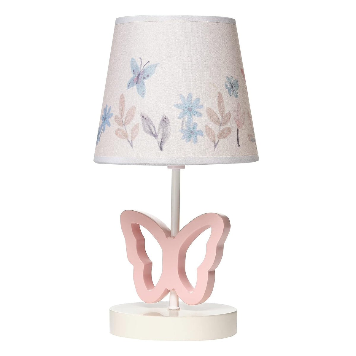 Baby Blooms Pink Butterfly Nursery Lamp with Floral Shade & Bulb