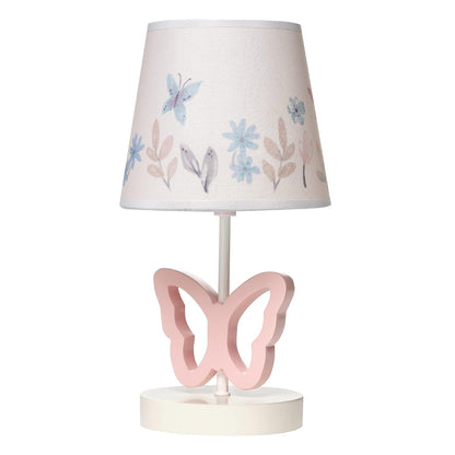 Baby Blooms Pink Butterfly Nursery Lamp with Floral Shade & Bulb