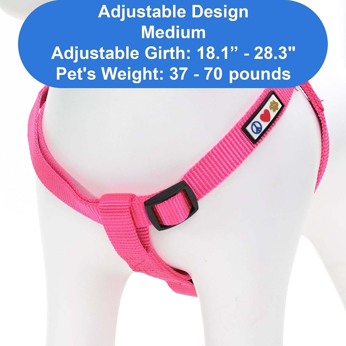 Solid Step-in Dog Harness – Adjustable No-Pull Vest for Puppies to Seniors, Safe & Comfortable M Pink