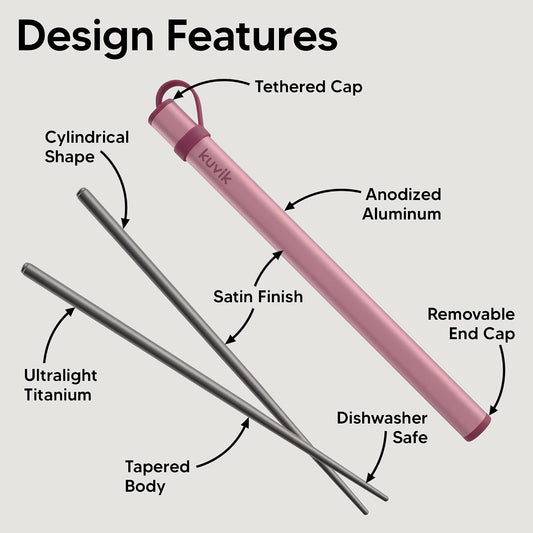 Kuvіk Titanium Chopsticks with Flamingo Pink Carrying Case