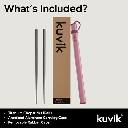 Kuvіk Titanium Chopsticks with Flamingo Pink Carrying Case