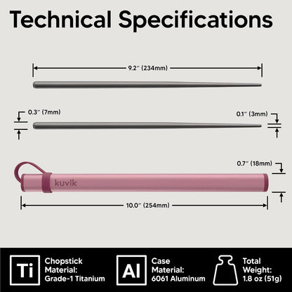 Kuvіk Titanium Chopsticks with Flamingo Pink Carrying Case