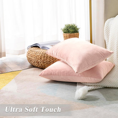 Pack of 2 Super Soft Throw Pillow Covers Rectangle Solid Velvet Pillowcase for Bed Couch Sofa Bench, 12 x 20 inch (30 x 50 cm), Pink