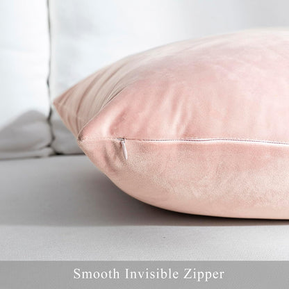 Pack of 2 Super Soft Throw Pillow Covers Rectangle Solid Velvet Pillowcase for Bed Couch Sofa Bench, 12 x 20 inch (30 x 50 cm), Pink