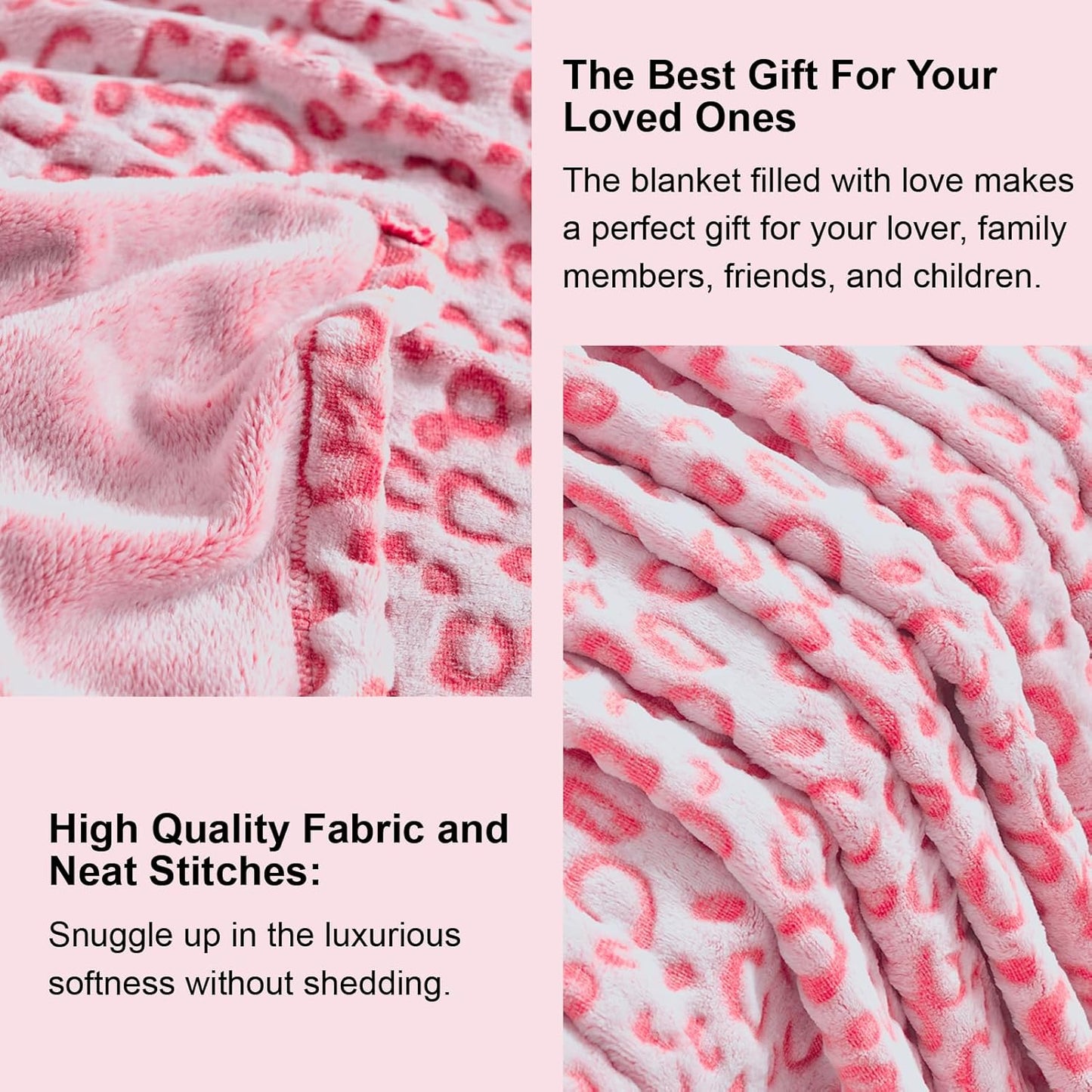 PLEASANT BOULEVARD | Leopard Throw Blanket Fleece, Premium Lightweight Cozy Warm Plush Microfiber Bedspread for Couch Sofa and Bed (Hot Pink, Twin (60 x 80 inches))