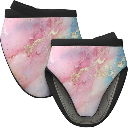 Mini Oven Mitts Abstract Pastel Light Pink Marble Oven Mitt 2-Pack Set Silicone Grip Kitchen Gloves Heat Resistant 5.9”x5.9” Hanging Loop Mittens for Cooking Baking BBQ