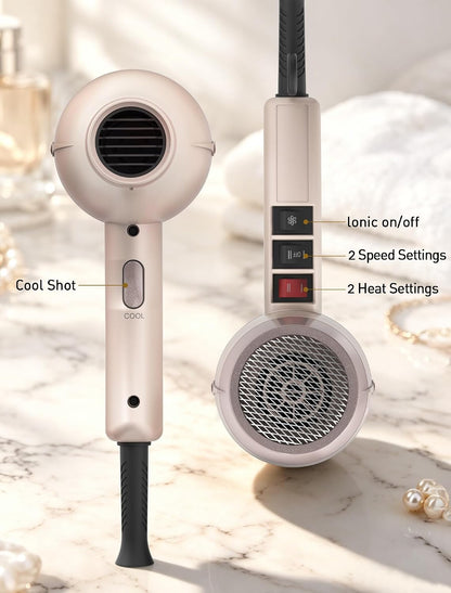 Hair Dryer 1875W Diffuser Set, Ionic, 3 Attachments, 125V Home