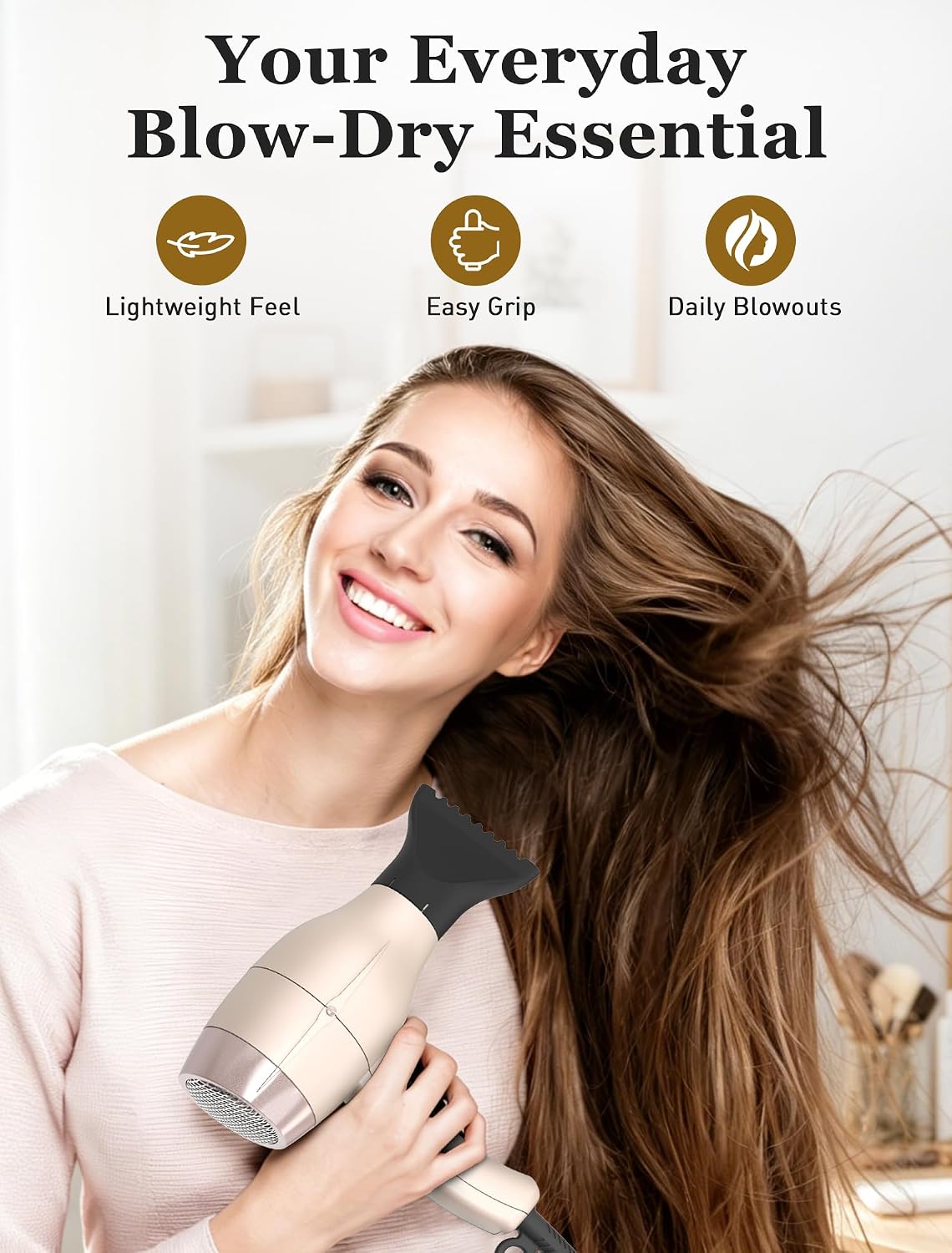 Hair Dryer 1875W Diffuser Set, Ionic, 3 Attachments, 125V Home