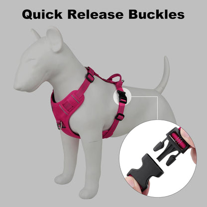 Plutus Pet No Pull Dog Harness, Reflective Adjustable Dog Vest Harness with Handle, Escape Proof, Soft Padded for Small Medium Large Dogs (Hot Pink, M)