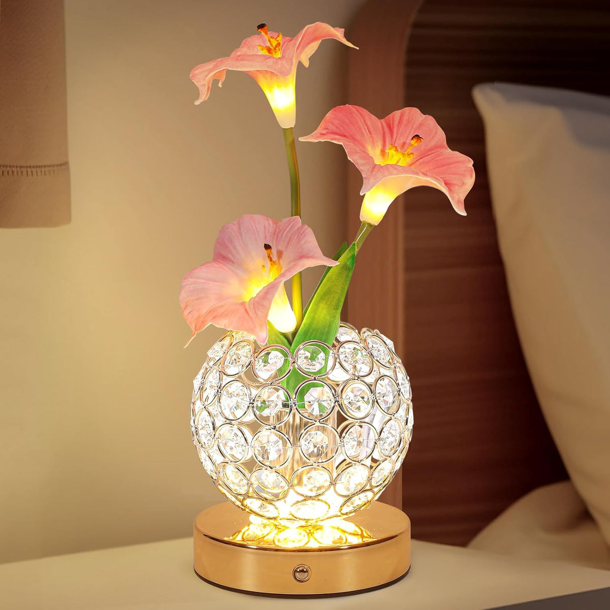 Pink Morning Glory Flowers Table Lamp