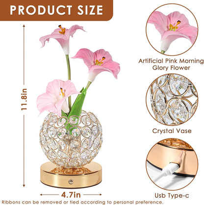 Pink Morning Glory Flowers Table Lamp