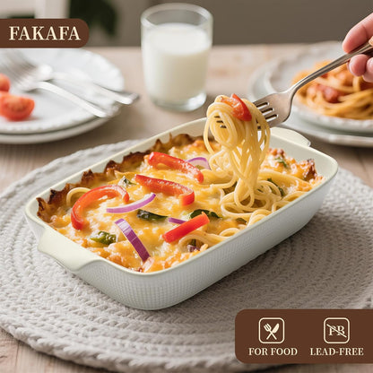 Ceramic Casserole Dishes Set of 3, Stoneware Baking Pans for Oven, Rectangular Lasagna Dish & Bakeware Set (14.7''/12.4''/10.3'')