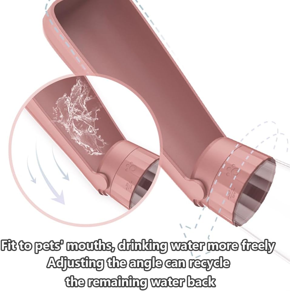 Portable Dog Water Bottle, 19 OZ Pet Travel Water Dispenser Pink