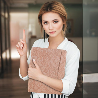 Zippered Leather Padfolio Portfolio with Hidden Handle and Clipboard, Business Conference Organizer Notepad Folder, Portfolio Bag, Padfolio for Women/Men (Pink)