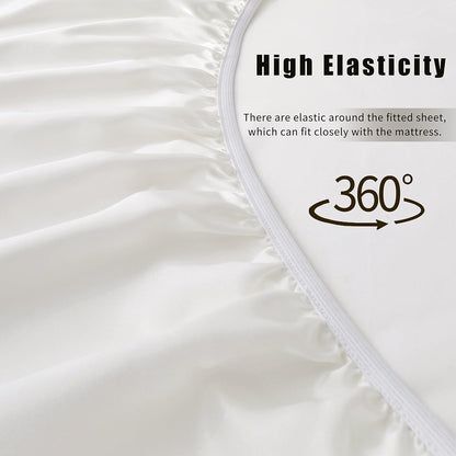Mulberry Silk Sheet Set 4Pcs, 6A Grade Natural Silk Bed Sheets, High-Fashion Inspired Sheets Fits Mattress Upto 7-12" Deep Pocket (California King, Peach)