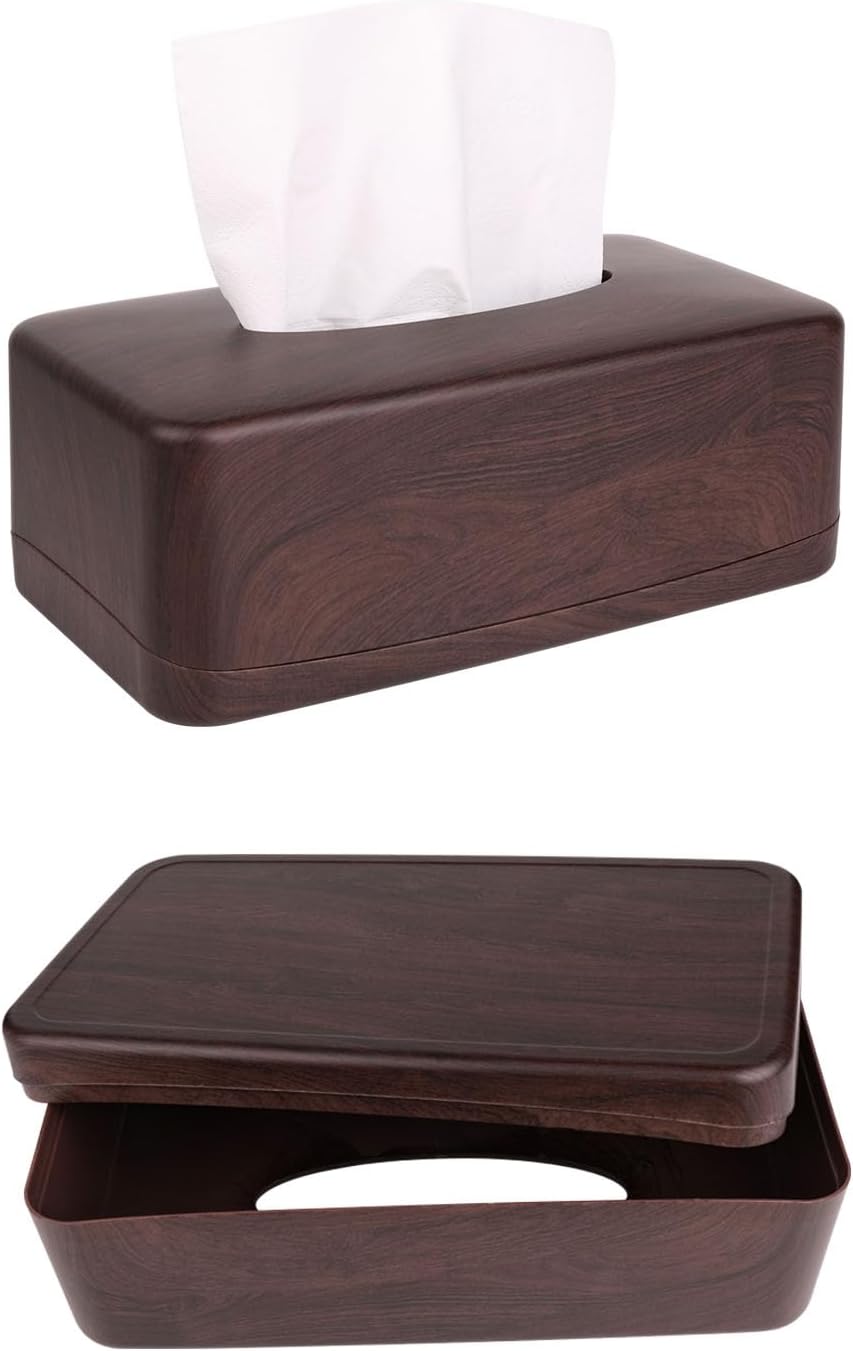 Modern Tissue Box Cover,Tissue Holders,for Bathrooms,Bedroom,Dinner Table,Office,Rectangle (Peach Wood Color)