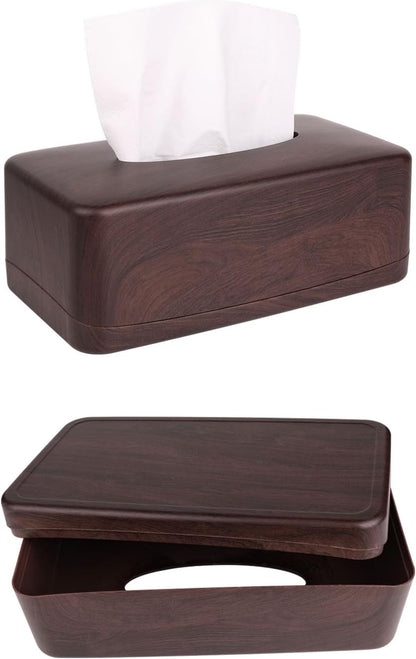 Modern Tissue Box Cover,Tissue Holders,for Bathrooms,Bedroom,Dinner Table,Office,Rectangle (Peach Wood Color)