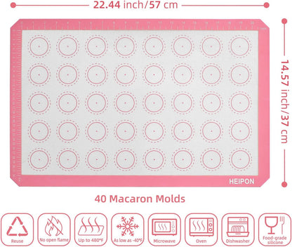 Macaron Silicone Baking Mats,22.44"Lx14.57"W (2, Pink)