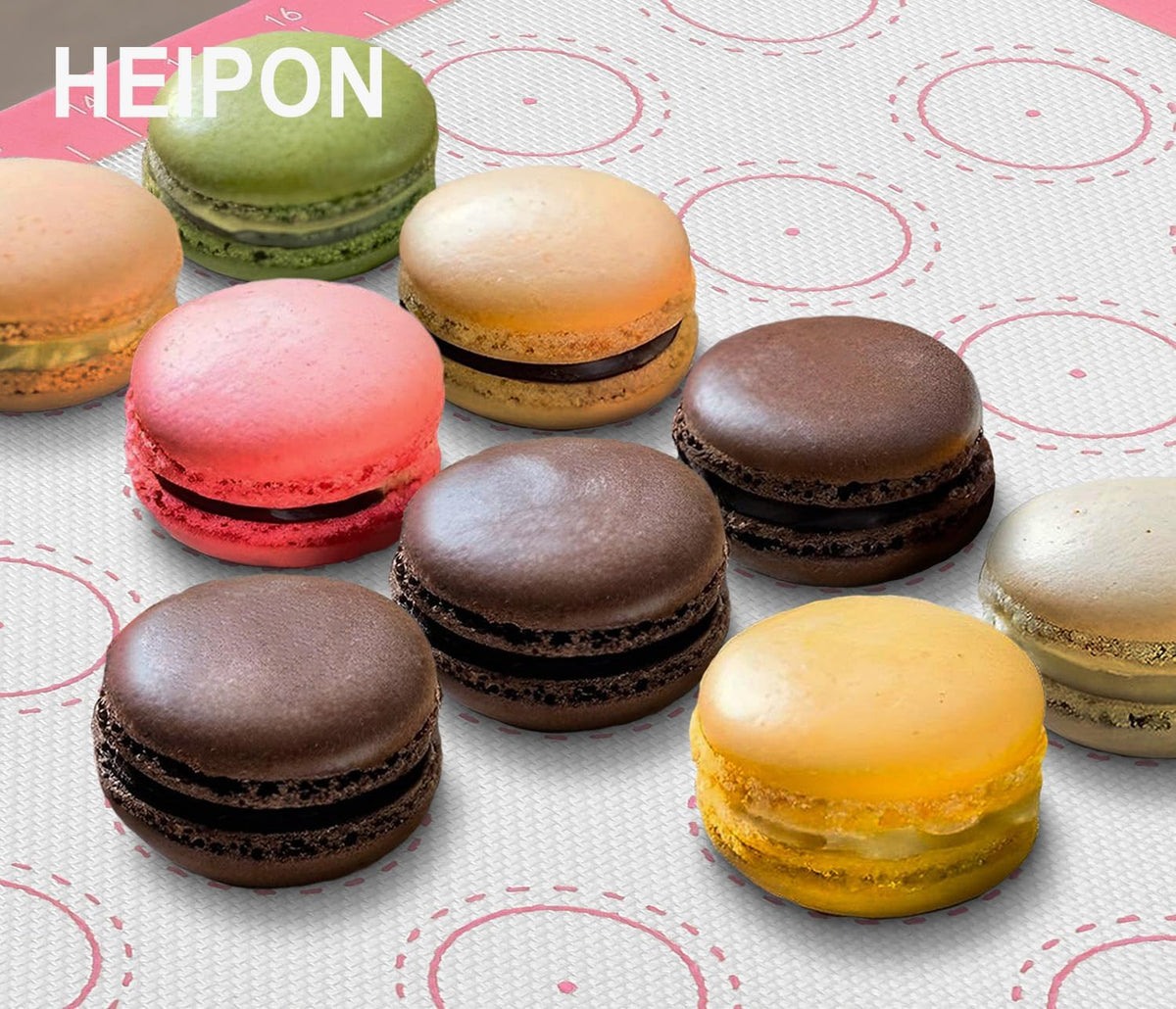 Macaron Silicone Baking Mats,22.44"Lx14.57"W (2, Pink)