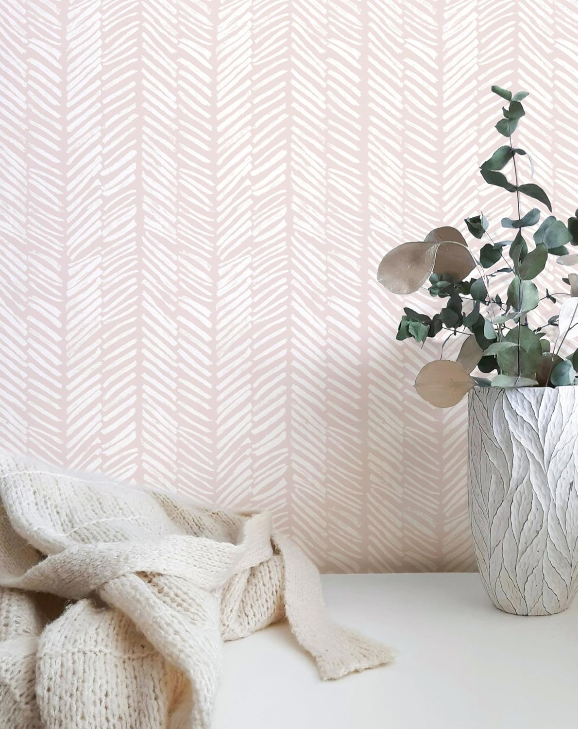 Pink Striped Peel and Stick Wallpaper Boho Removable 78.7"×17.3"