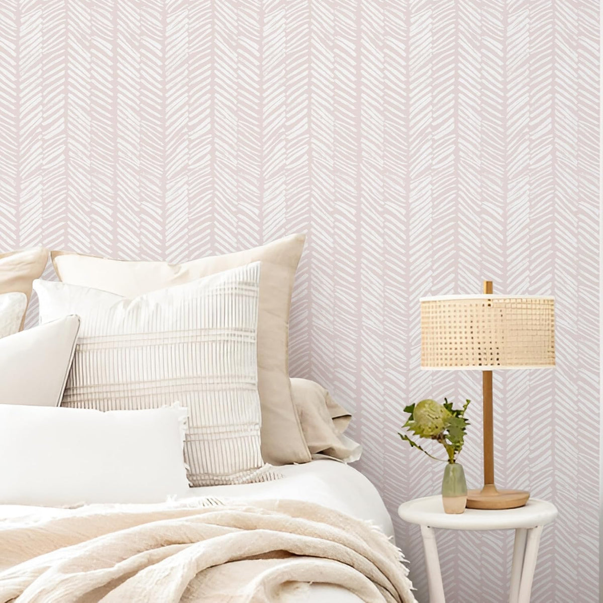 Pink Striped Peel and Stick Wallpaper Boho Removable 78.7"×17.3"