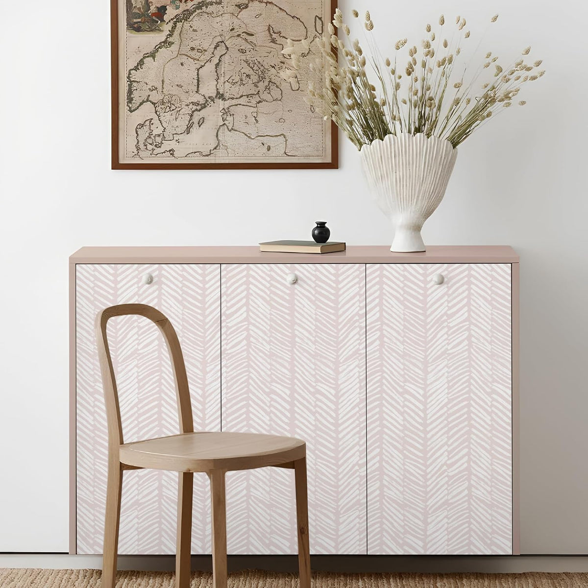 Pink Striped Peel and Stick Wallpaper Boho Removable 78.7"×17.3"