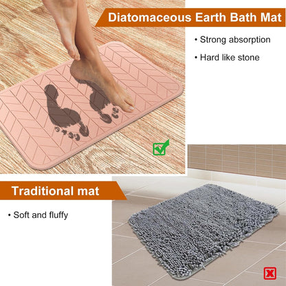 2 Pack Diatomaceous Earth Shower Mat, Stone Bath Mat, Nonslip Super Absorbent Fast-Drying Hard Bath Mat for Bathroom Shower Floor, 24 x 16 inch, Pink Arrow Design