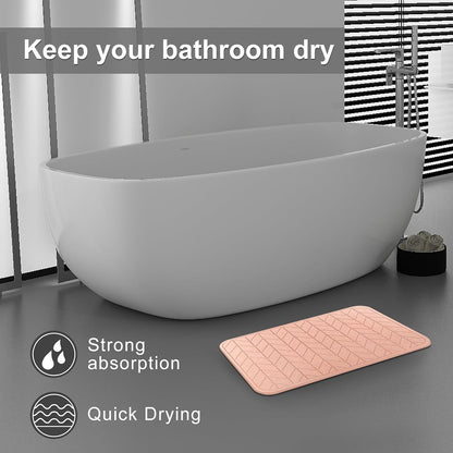 2 Pack Diatomaceous Earth Shower Mat, Stone Bath Mat, Nonslip Super Absorbent Fast-Drying Hard Bath Mat for Bathroom Shower Floor, 24 x 16 inch, Pink Arrow Design
