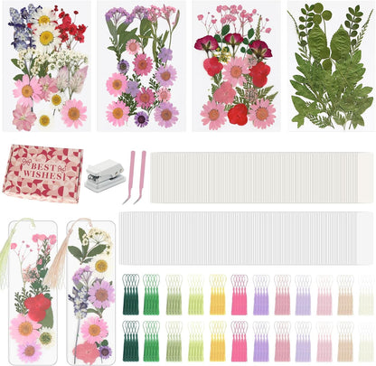 440 Pcs Pressed Flower Bookmark Kit, Handmade Craft for Women