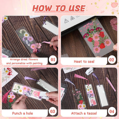 440 Pcs Pressed Flower Bookmark Kit, Handmade Craft for Women