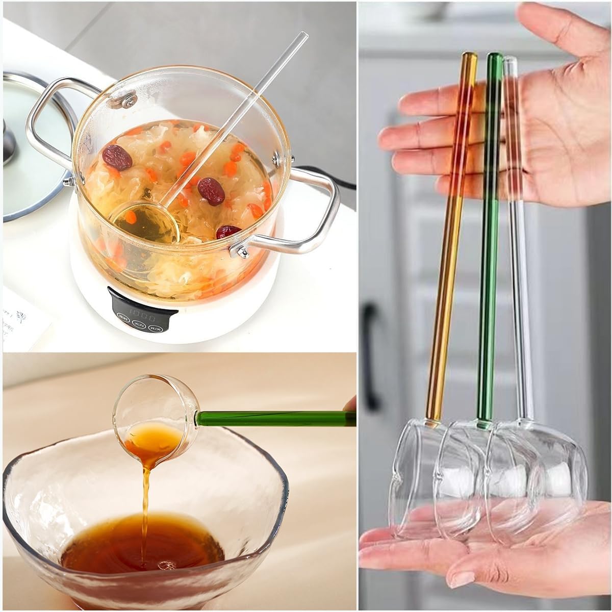 Pink Glass Spoon, 9.84 inch Long Handle Coffee Spoon