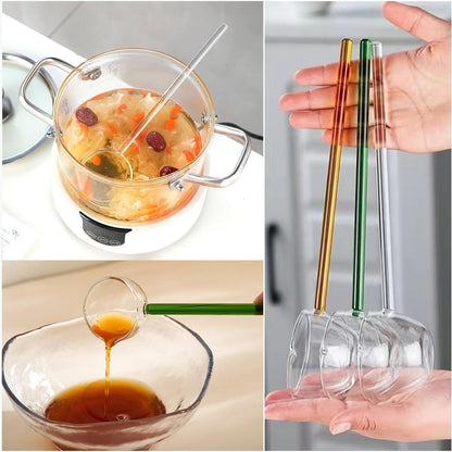 Pink Glass Spoon, 9.84 inch Long Handle Coffee Spoon