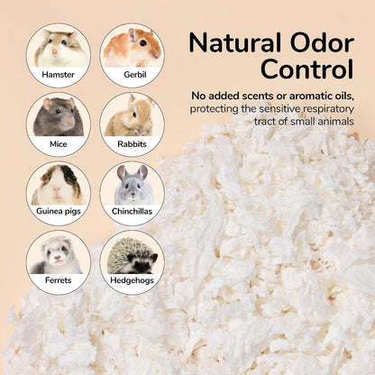 99% Dust-Free Soft Natural Paper Bedding with Odor Control, for Hamsters, Guinea Pigs,Rabbits, Chinchillas, Rats, Mice, Gerbils, Bunniess, Rodents, Small Animals - 80 Liters (White + Pink)