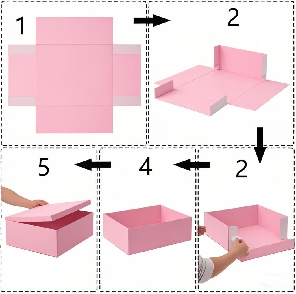 1Pcs Pink Extra Large gift box with lids 16.5×13×8 Inches gift boxes for presents,Birthday Box (include Ribbon, Paper Shred Filler Gift Card & Envelopes)