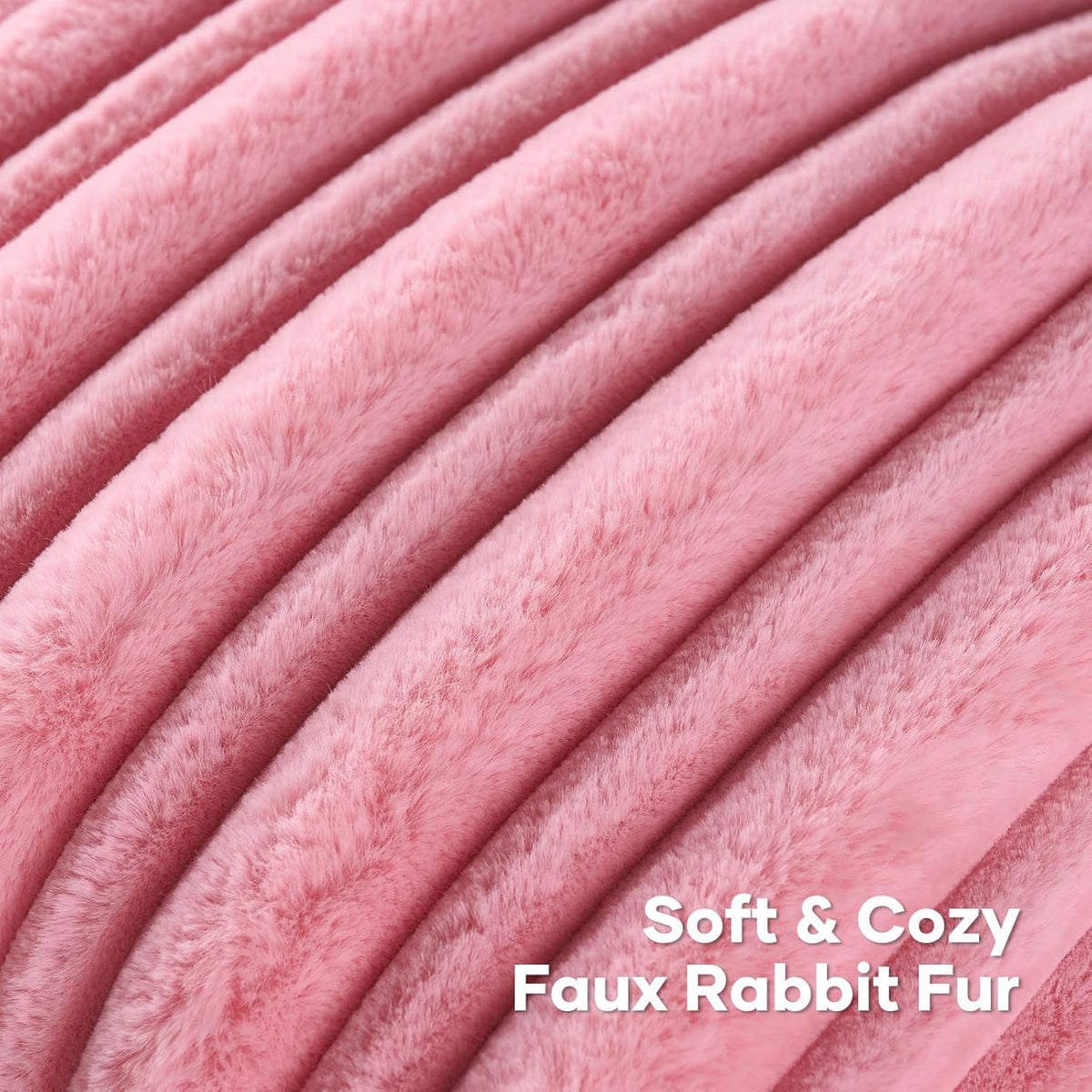 Pack of 2 Faux Rabbit Fur Throw Pillow Covers 18x18 Inch,Bright Pink