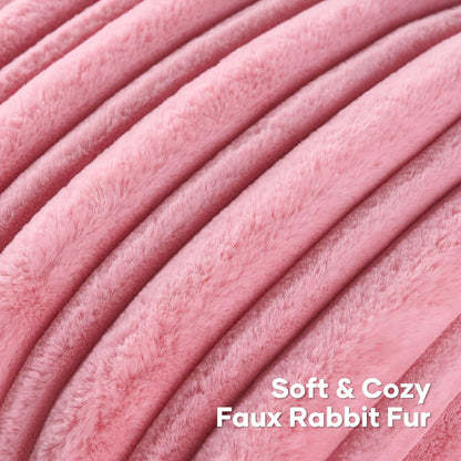 Pack of 2 Faux Rabbit Fur Throw Pillow Covers 18x18 Inch,Bright Pink