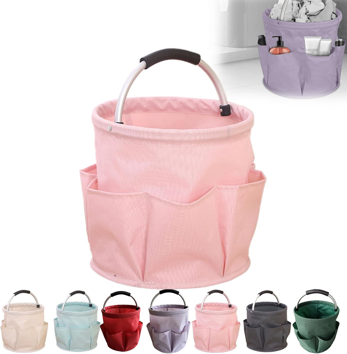 Professional Cleaning Caddy Organizer - 11" Wearable Cleaning Supply Bag with Adjustable Shoulder Strap & Handle - Housekeeper Essentials Organizer for Detailing Tools & Supplies (Pink)