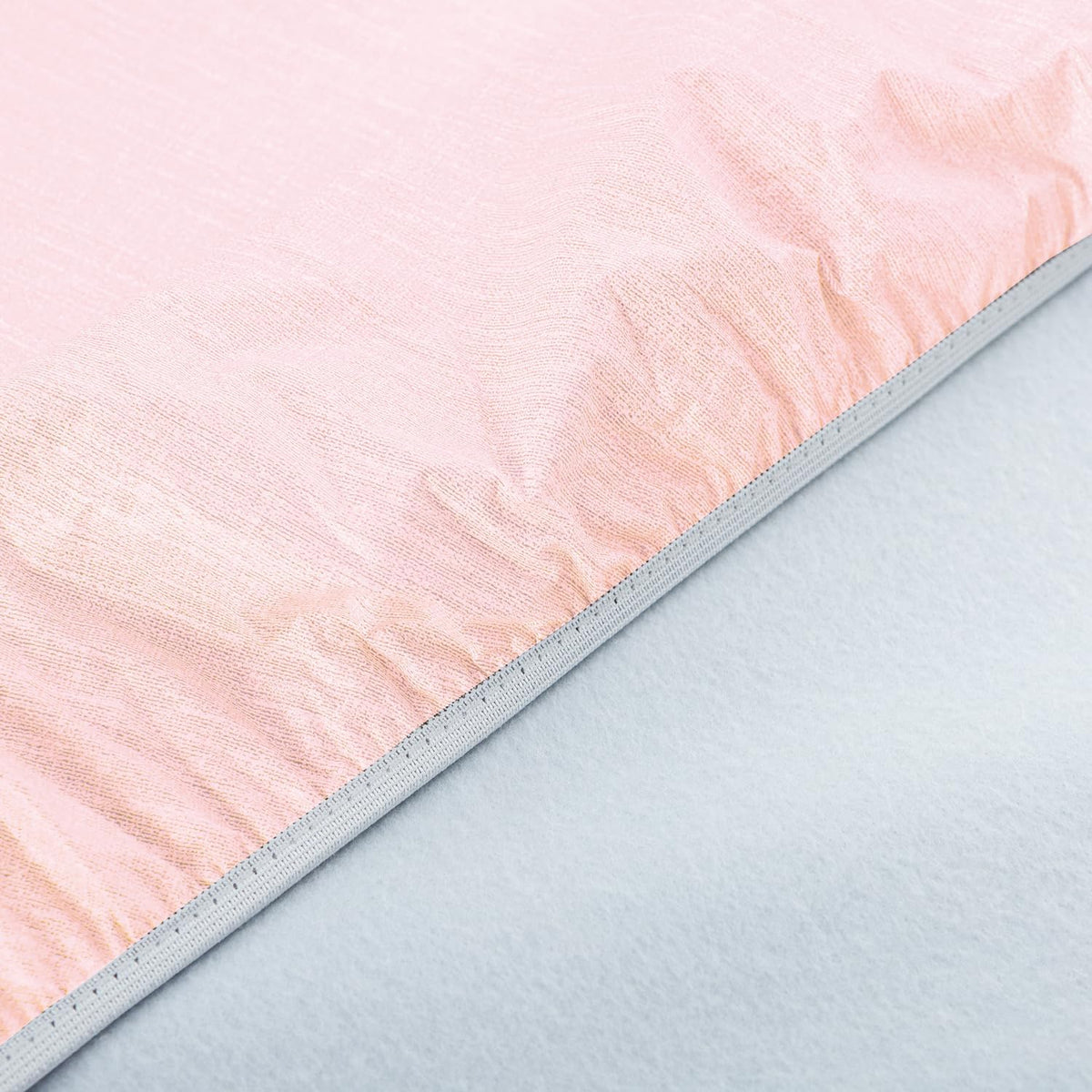 Light Pink Round Fitted Vinyl Tablecloth with Elastic Edge 100% Waterproof Oil Proof PVC Table Cloth Wipe Clean Table Cover for Indoor and Outdoor, 45"- 56"