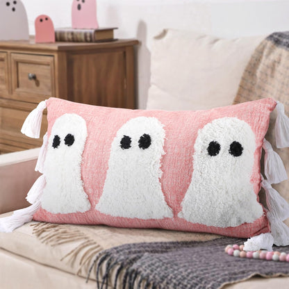 Pink Ghost Halloween Pillow Covers, 12 x 20 Inch Throw Pillow Cases