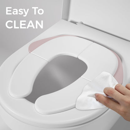 Foldable Toddler Toilet Seat | Portable Potty Training Seat for Travel & Home, Non-Slip, Fits Most Toilets, Easy to Clean, with Travel Bag (Pink)