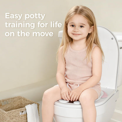 Foldable Toddler Toilet Seat | Portable Potty Training Seat for Travel & Home, Non-Slip, Fits Most Toilets, Easy to Clean, with Travel Bag (Pink)