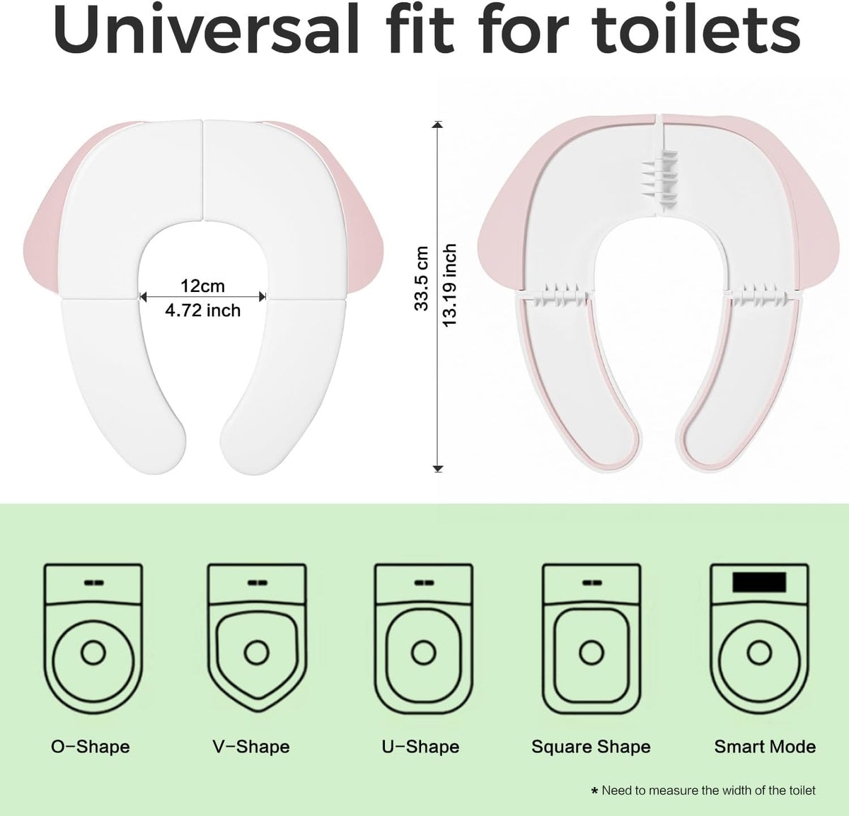 Foldable Toddler Toilet Seat | Portable Potty Training Seat for Travel & Home, Non-Slip, Fits Most Toilets, Easy to Clean, with Travel Bag (Pink)