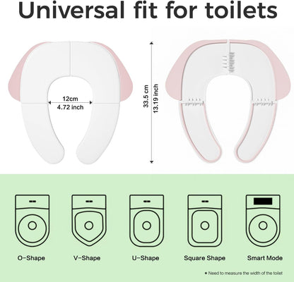 Foldable Toddler Toilet Seat | Portable Potty Training Seat for Travel & Home, Non-Slip, Fits Most Toilets, Easy to Clean, with Travel Bag (Pink)