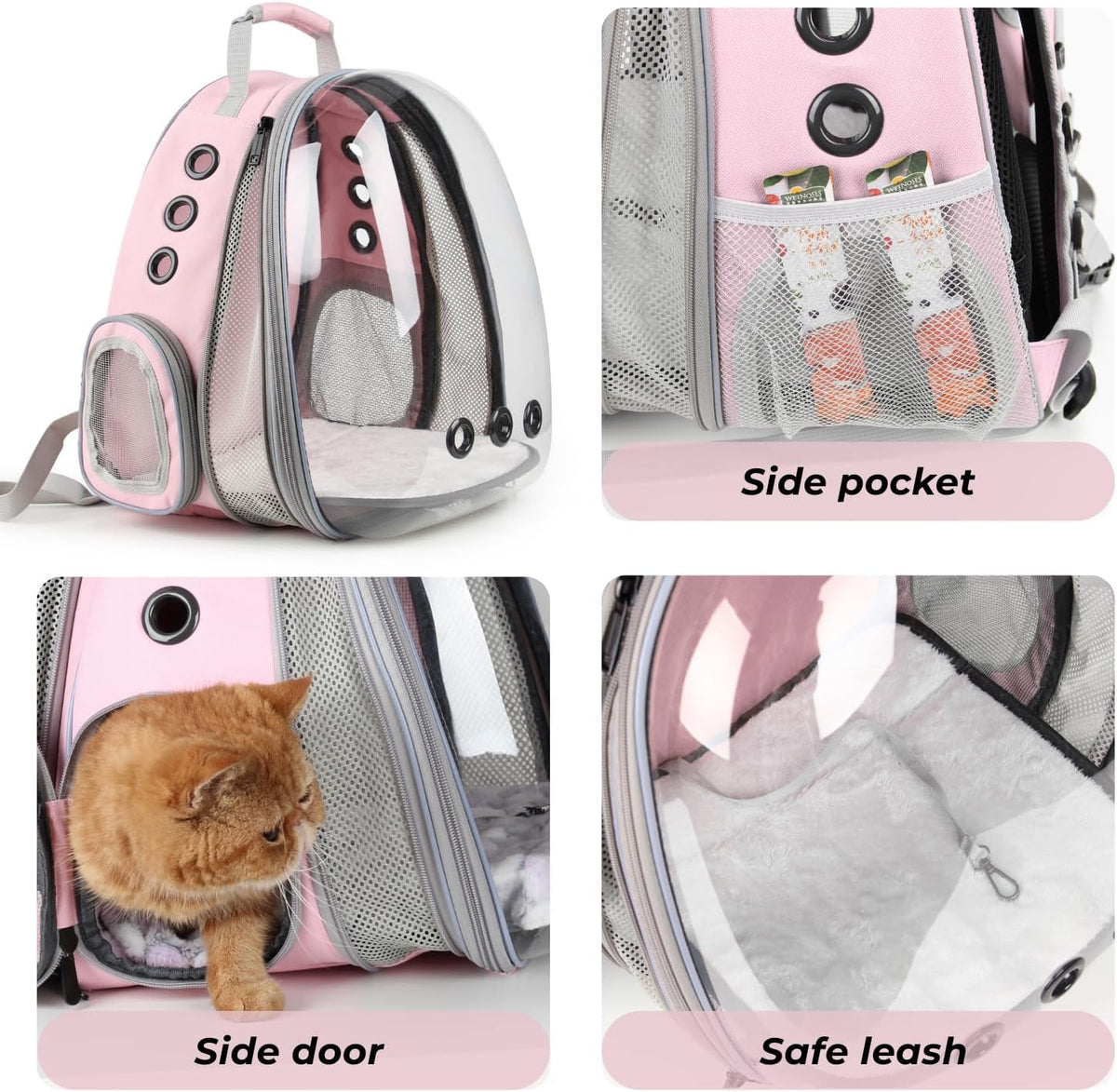 Cat Carrier Backpack, Expandable Bubble Pet Carrier for Cats and Small Dogs, Airline Approved Travel Backpack for Hiking, Walking & Outdoor Adventures - Supports up to 16 lbs